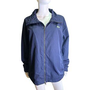 Lacoste Windbreaker Hooded Jacket Mens Polyester Full Zip Med/ Large Navy NWT